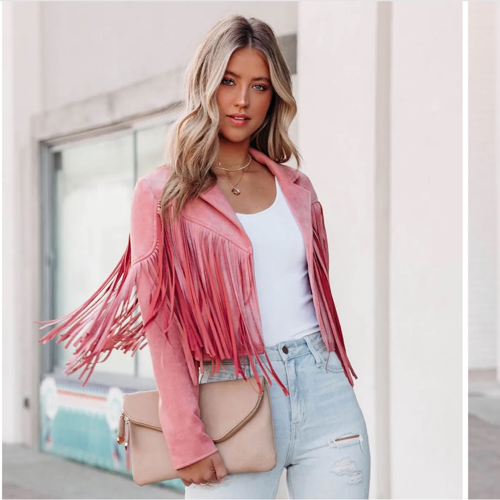 The most fun, suede, pink jacket! Perfect for Nashville!